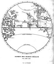 Planiglobus in Ghillany, F.W. (Nürnberg, 1842): Der Erdglobus des Martin Behaim und der des Johann Schöner vom Jahre 1520. Eine Abhandlung